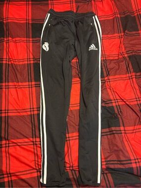 adidas Black Track Pants with White Side Stripes and Logo